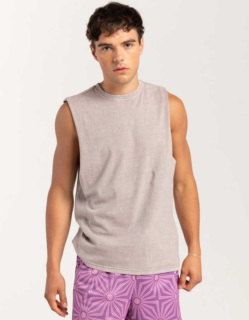 RSQ Mens Acid Wash Muscle Tee image number 2