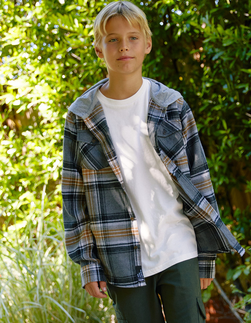 RSQ Boys Plaid Hooded Flannel image number 1