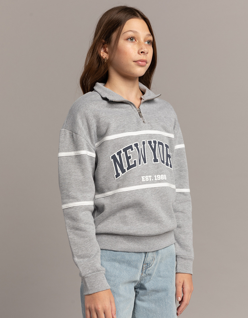 FULL TILT New York Half-Zip Girls Mock Neck Sweatshirt image number 2