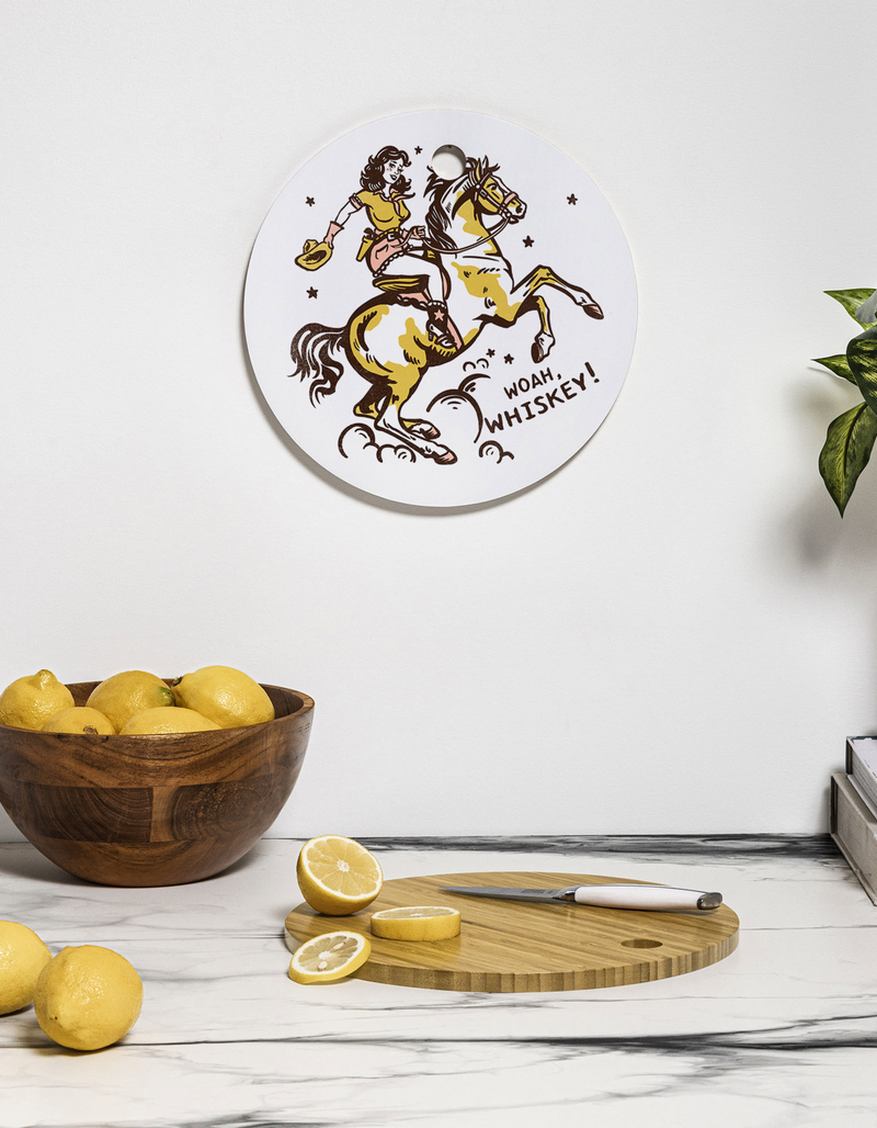 DENY DESIGNS The Whiskey Ginger Woah Whiskey Western Pin Up Round Cutting Board image number 2