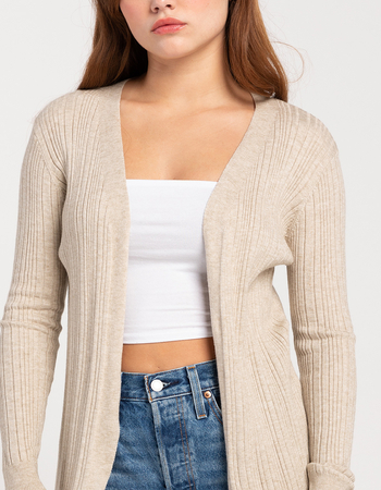 POOF Womens Ribbed Cardigan