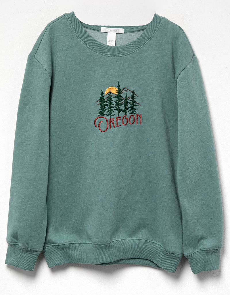 FULL TILT Oregon Girls Embroidered Crewneck Sweatshirt image number 0