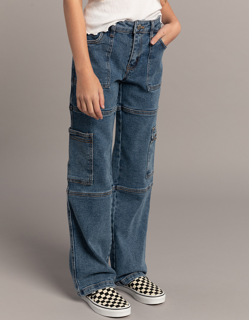 RSQ Girls Moto Cargo Wide Leg Jeans image number 1