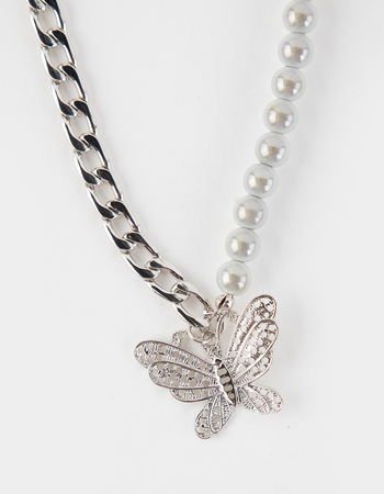 FULL TILT Butterfly & Pearl Chain Necklace
