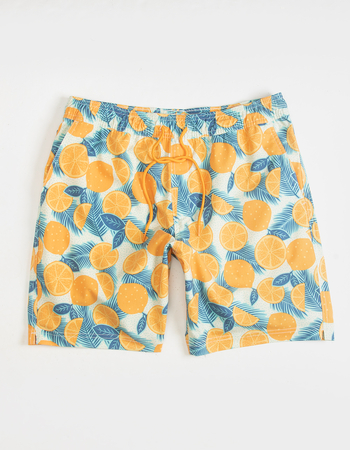BLUE CROWN Orange Life Mens 7" Swim Shorts
