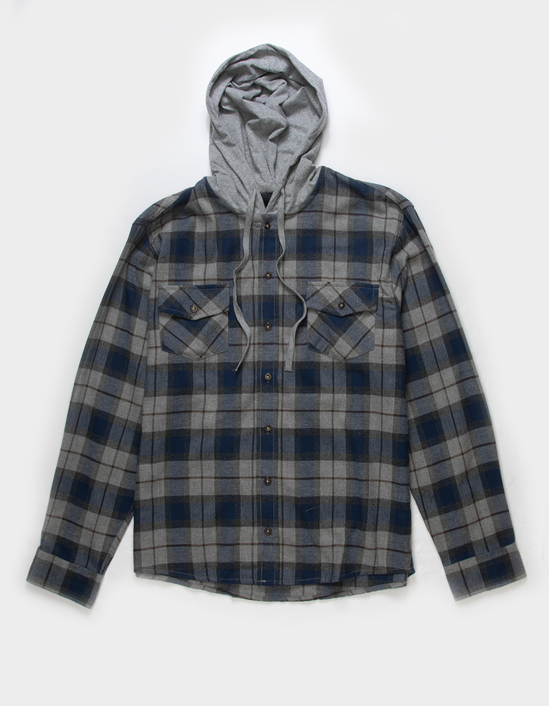 RSQ Mens Plaid Hooded Flannel image number 0