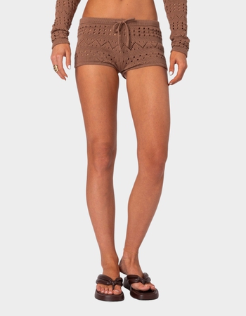EDIKTED Betsy Tie Front Knitted Shorts Primary Image