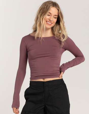 RSQ Womens Seamless Open Back Long Sleeve Tee