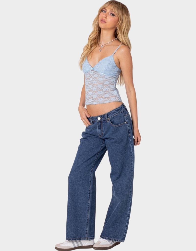 EDIKTED Petite Raelynn Washed Low Rise Jeans image number 3