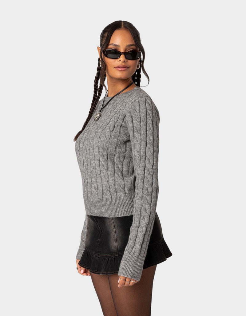 EDIKTED Minka Fitted Cable Knit Sweater image number 2