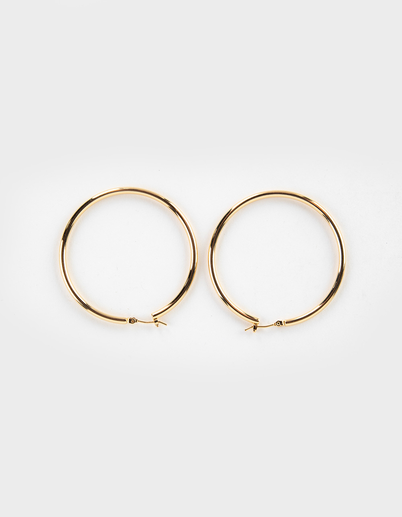 DO EVERYTHING IN LOVE 14K Gold Dipped Pin Catch Hoop Earrings image number 1