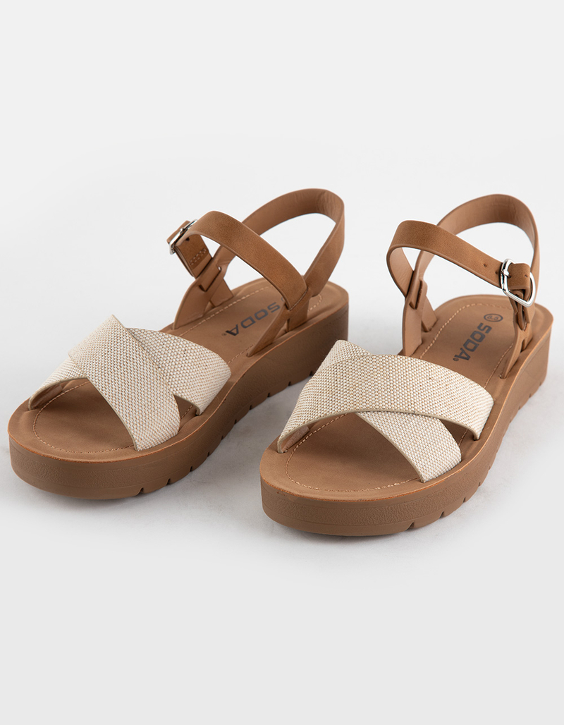 SODA Ankle Strap Womens Mini Flatform Sandals image number 0