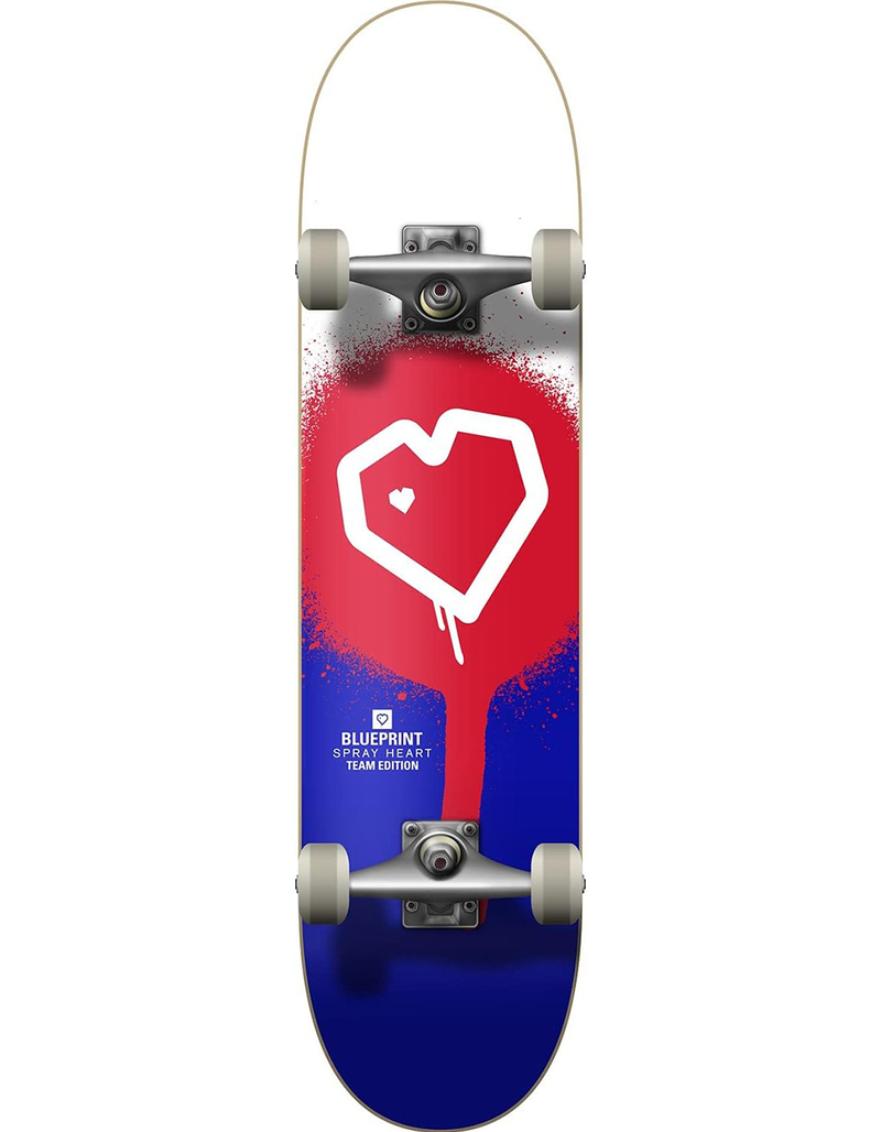 BLUEPRINT Spray Heart 7.75" Complete Skateboard image number 0