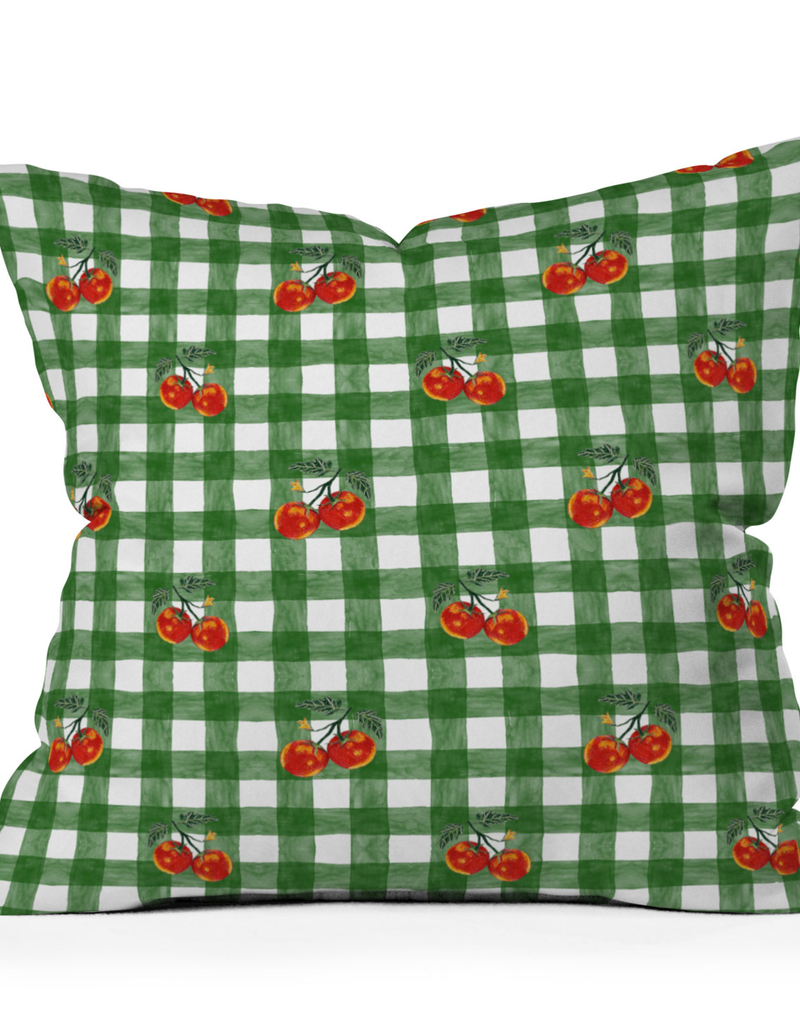 DENY DESIGNS Adrianne Tomato Gingham 16"x16" Pillow image number 0