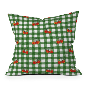 DENY DESIGNS Adrianne Tomato Gingham 16"x16" Pillow