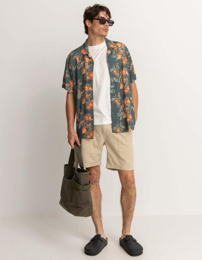 RHYTHM Tropical Paisley Mens Button Up Shirt image number 3