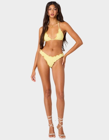 EDIKTED Golden Ruffle Edge Triangle Bikini Top