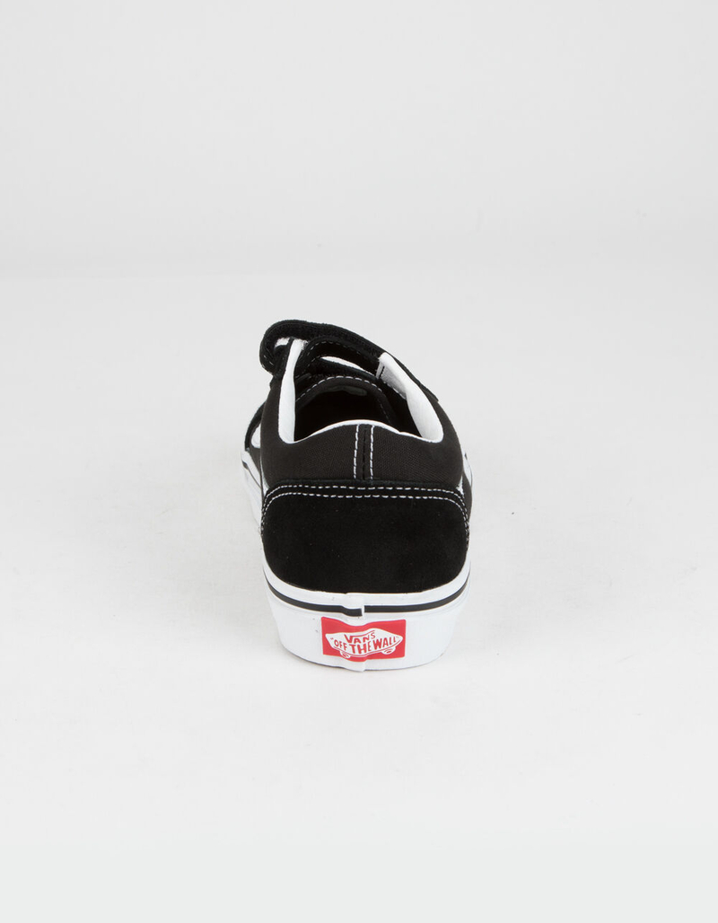 VANS Old Skool V Juniors Black & True White Velcro Shoes image number 4