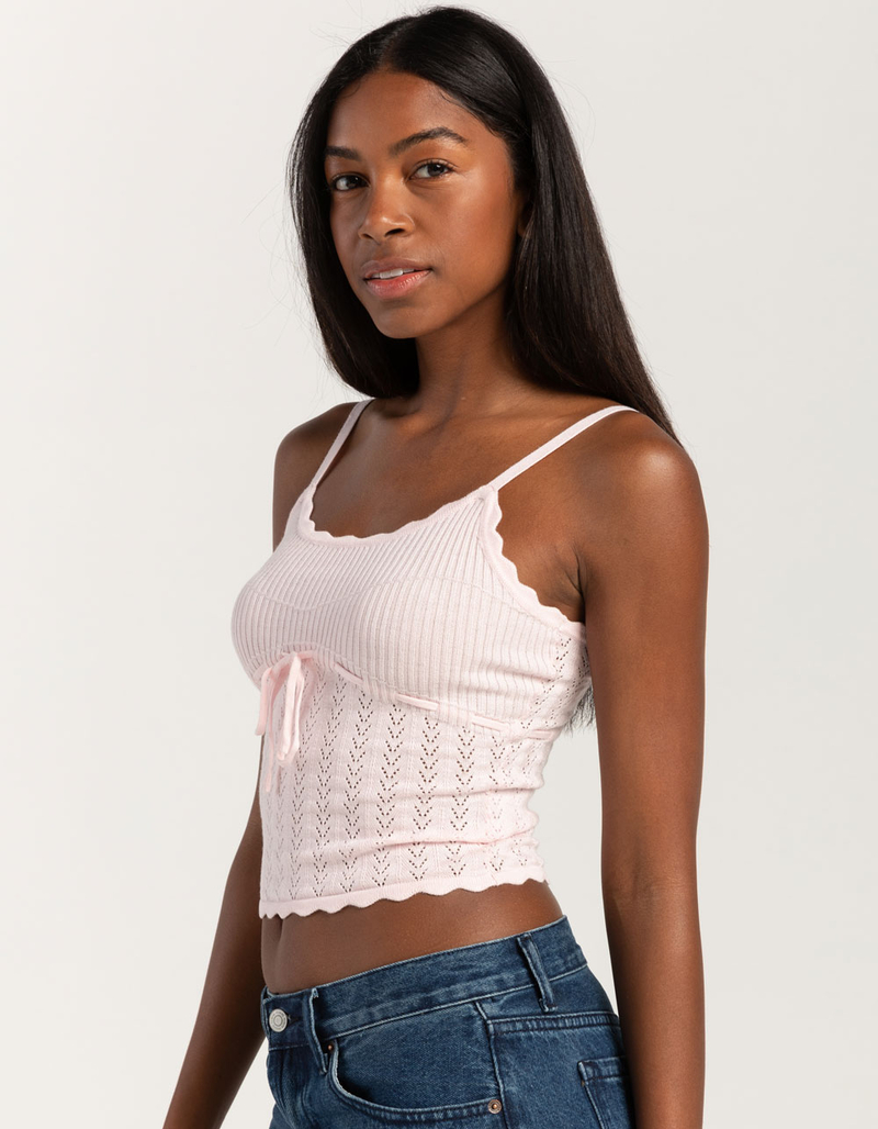 LOVE KNITS NYC Pointelle Rib Womens Tank Top image number 2