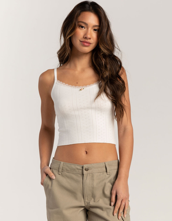 RSQ Womens Pointelle Lace Trim Cami Primary Image