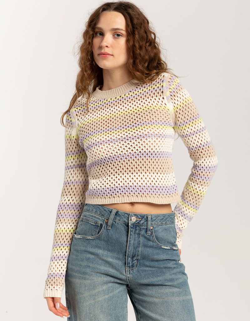 FULL TILT Open Weave Color Block Womens Sweater image number 0