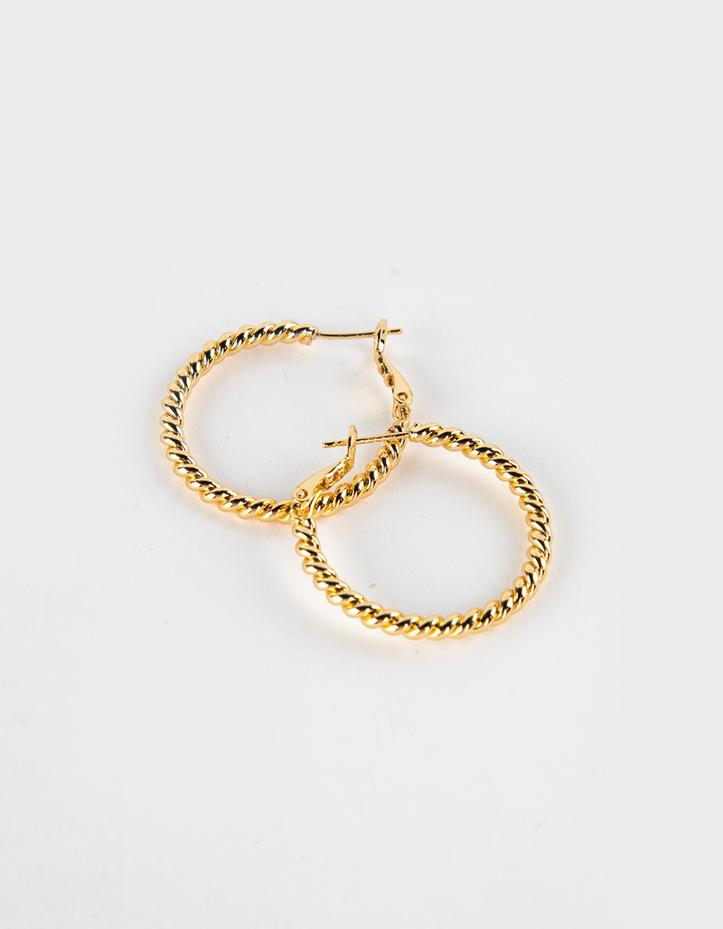DO EVERYTHING IN LOVE 14K Gold Dipped Omega Closure Textured Hoop Earrings image number 0