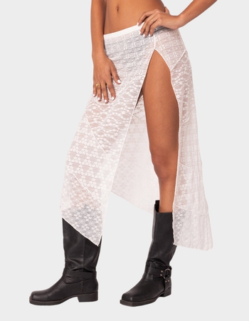 EDIKTED Sheer Patchwork Lace Maxi Skirt