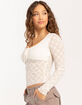 FULL TILT Lace Cinch Womens Long Sleeve Top image number 3