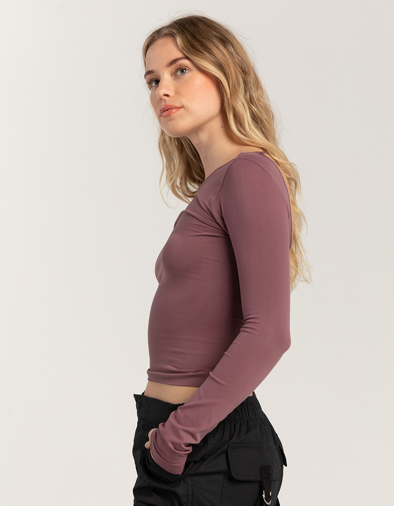 RSQ Womens Seamless Open Back Long Sleeve Tee image number 1
