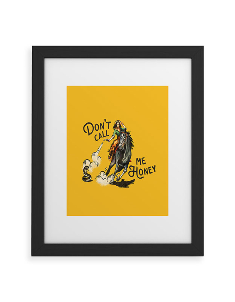DENY DESIGNS The Whiskey Ginger Don't Call Me Honey Retro Yellow 18" x 24" Framed Art Print image number 0