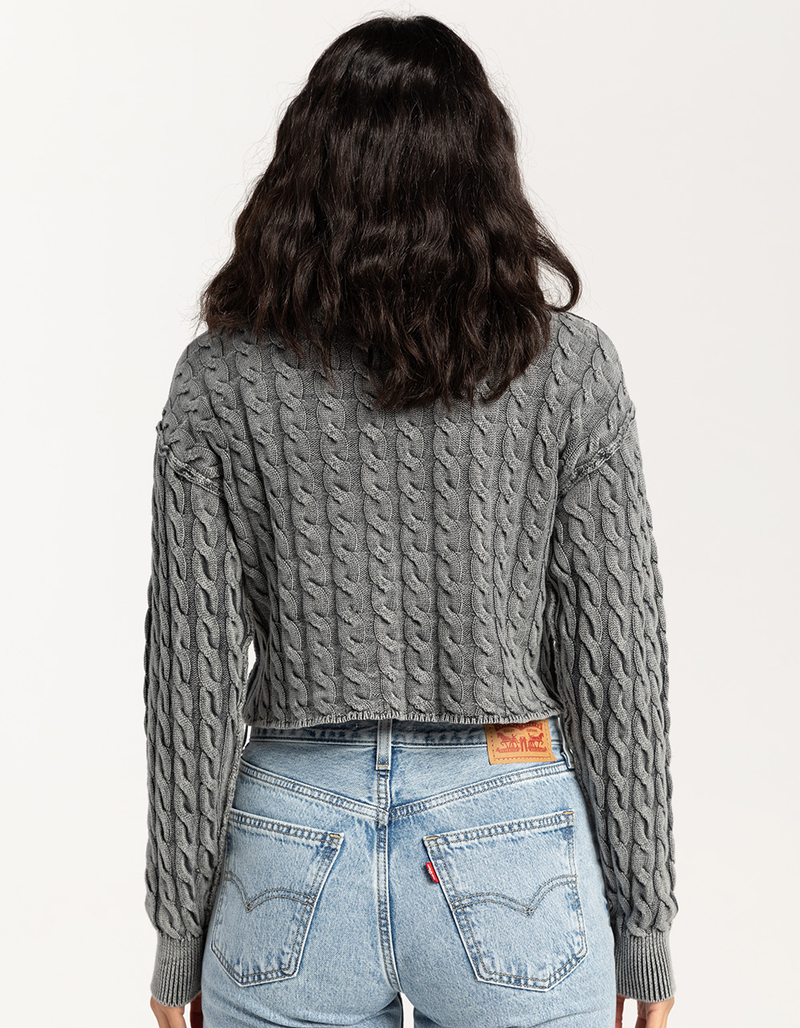 FULL TILT Washed Cable Womens Crop Sweater image number 4
