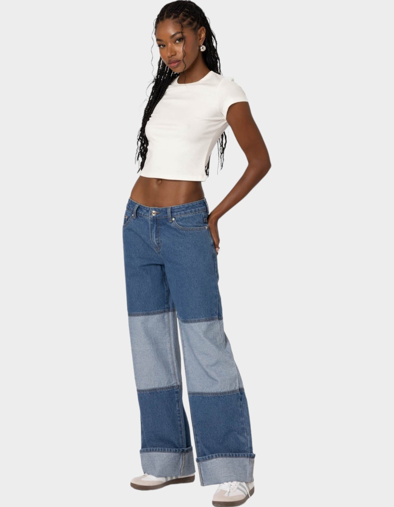 EDIKTED Lindsey Two Tone Cuffed Jeans image number 2