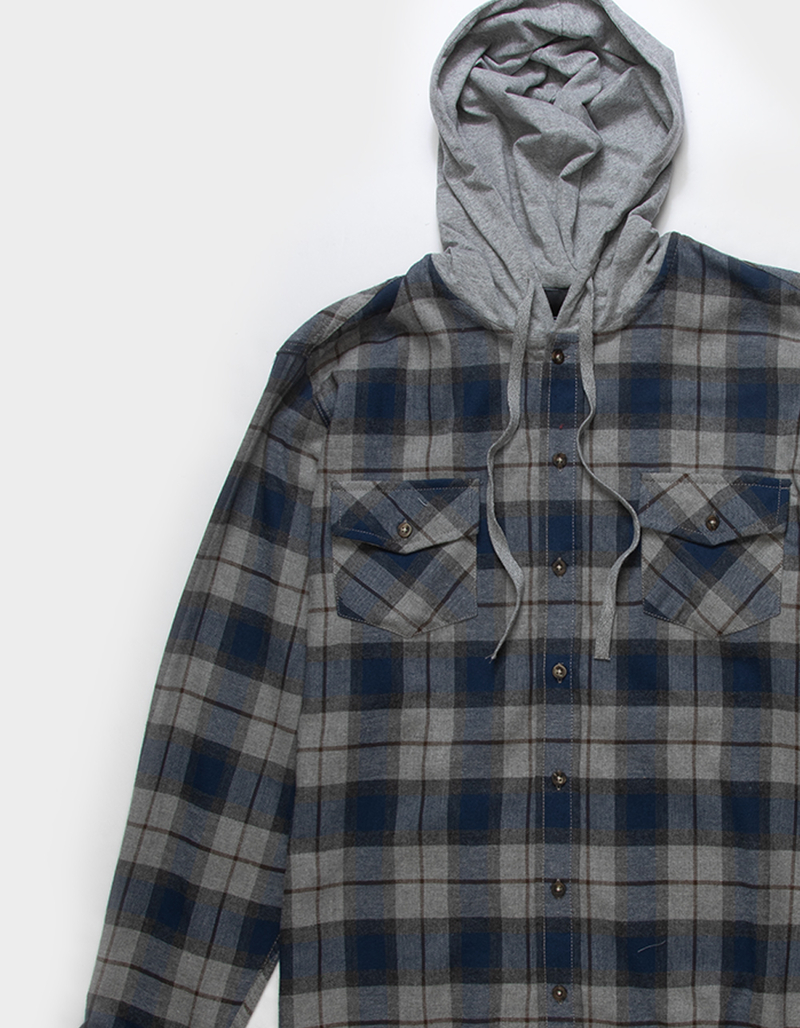 RSQ Mens Plaid Hooded Flannel image number 1