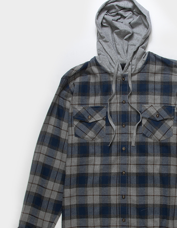 RSQ Mens Plaid Hooded Flannel Alternative Image