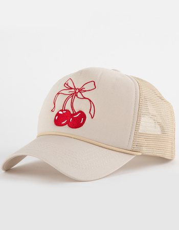 Cherry Bow Womens Embroidered Trucker Hat Primary Image
