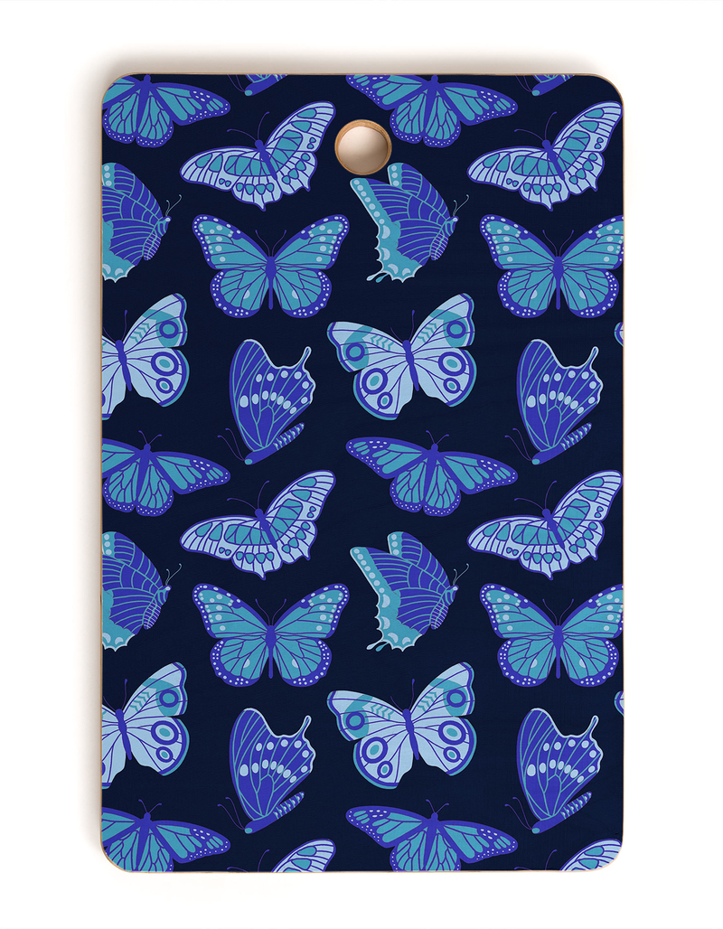 DENY DESIGNS Jessica Molina Texas Butterflies Blue Rectangle Cutting Board image number 0