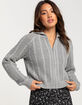 RSQ Womens Stadium Collar Cable Zip-Up Sweater image number 1