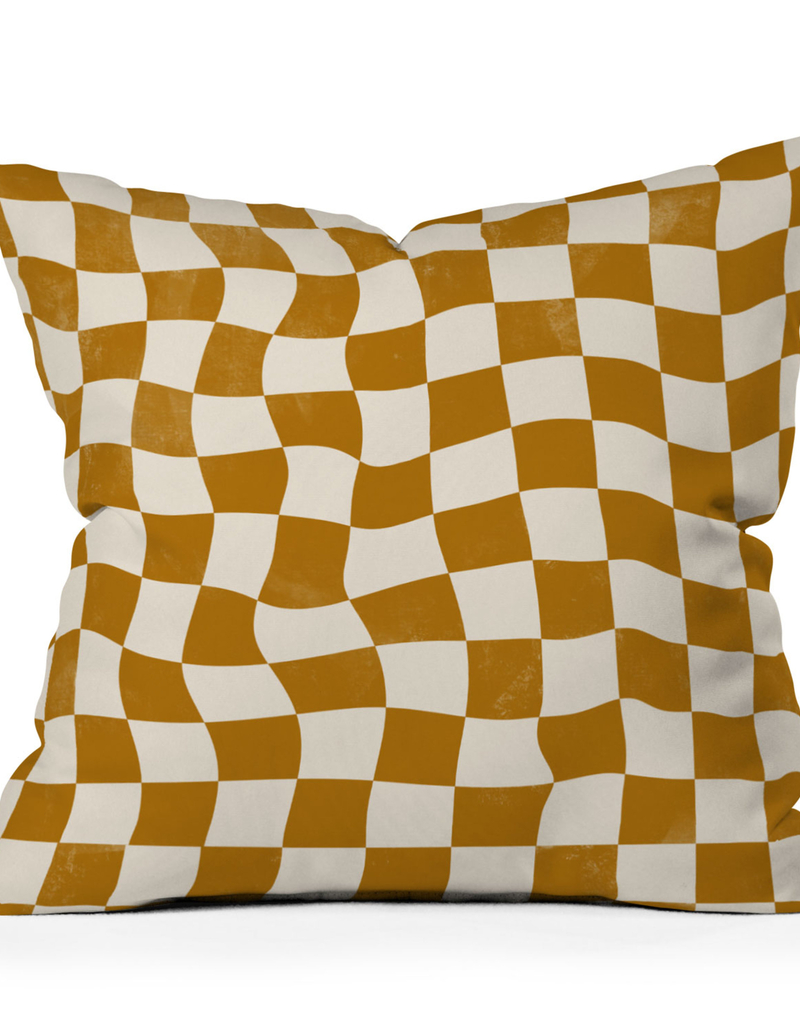 DENY DESIGNS Avenie Warped Checker Board 16" x 16" Pillow image number 0