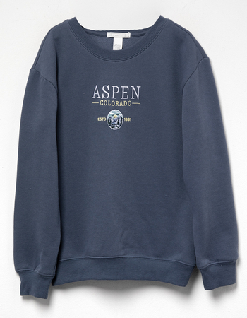 FULL TILT Aspen Girls Embroidered Crewneck Sweatshirt
