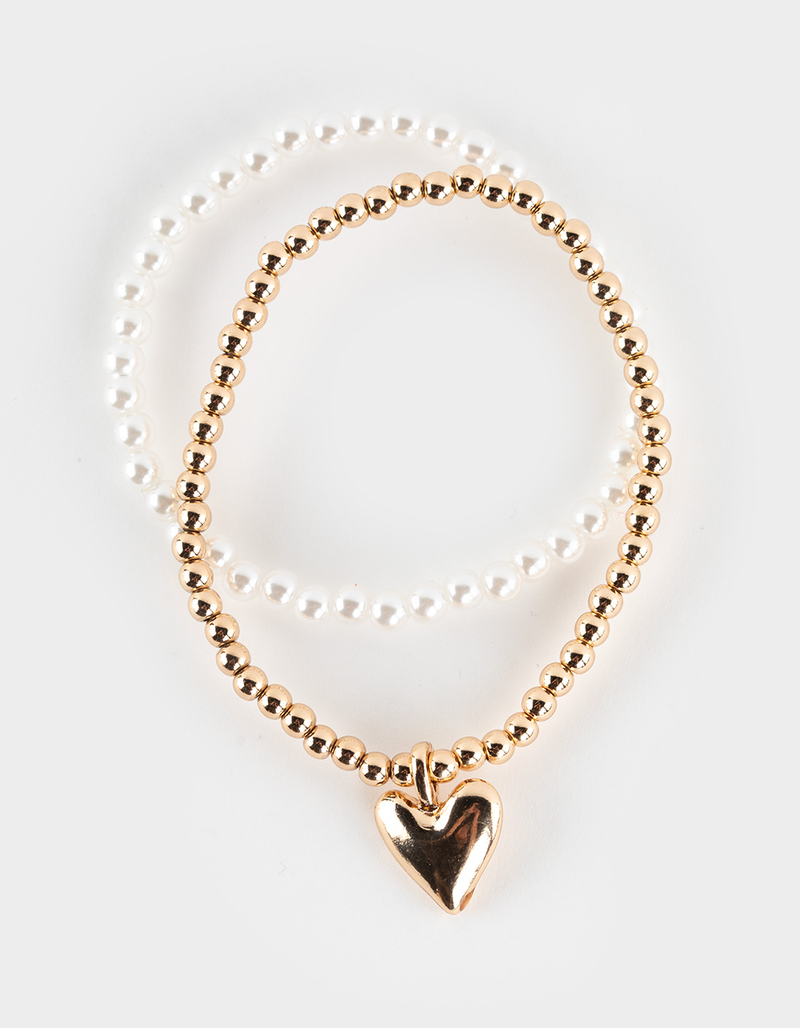 FULL TILT 4 Pack Heart & Bow Chain Bracelet Set image number 2