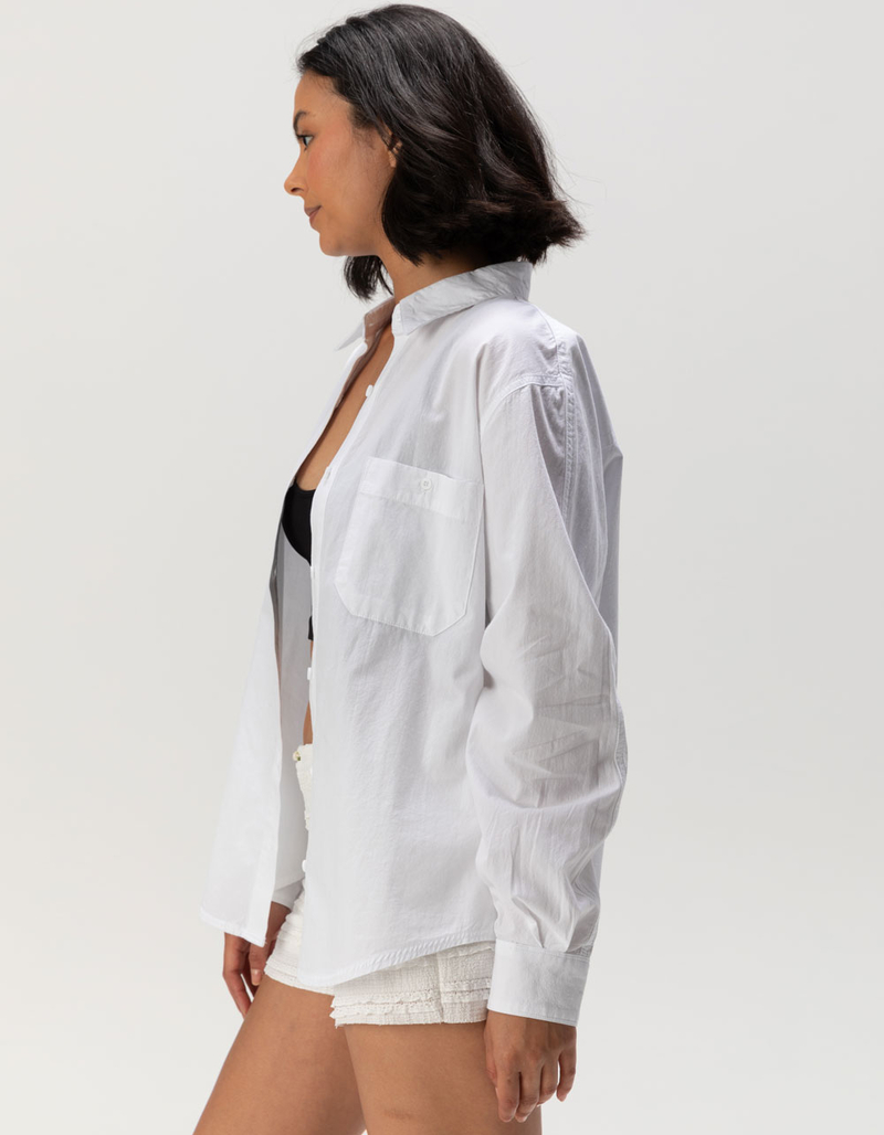 RSQ Womens White Button Up Long Sleeve Shirt image number 2